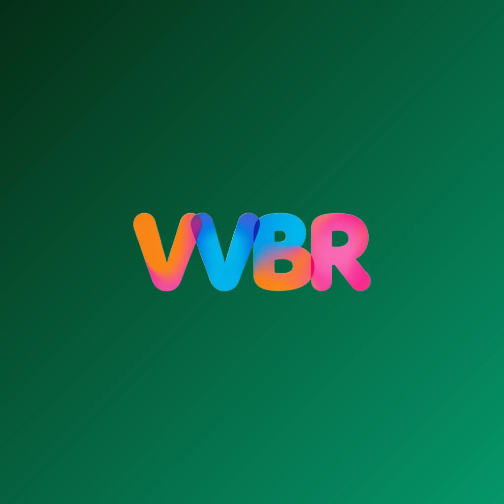 Logotipo de entretenimento divertido para VVBR com cores vibrantes e tipografia arredondada em um estilo moderno e alegre, exibido como uma marca nominativa retangular horizontal ampla sobre fundo transparente Logotipo de entretenimento divertido para VVBR com cores vibrantes e tipografia arredondada em um estilo moderno e alegre, exibido como uma marca nominativa retangular horizontal ampla sobre fundo transparente